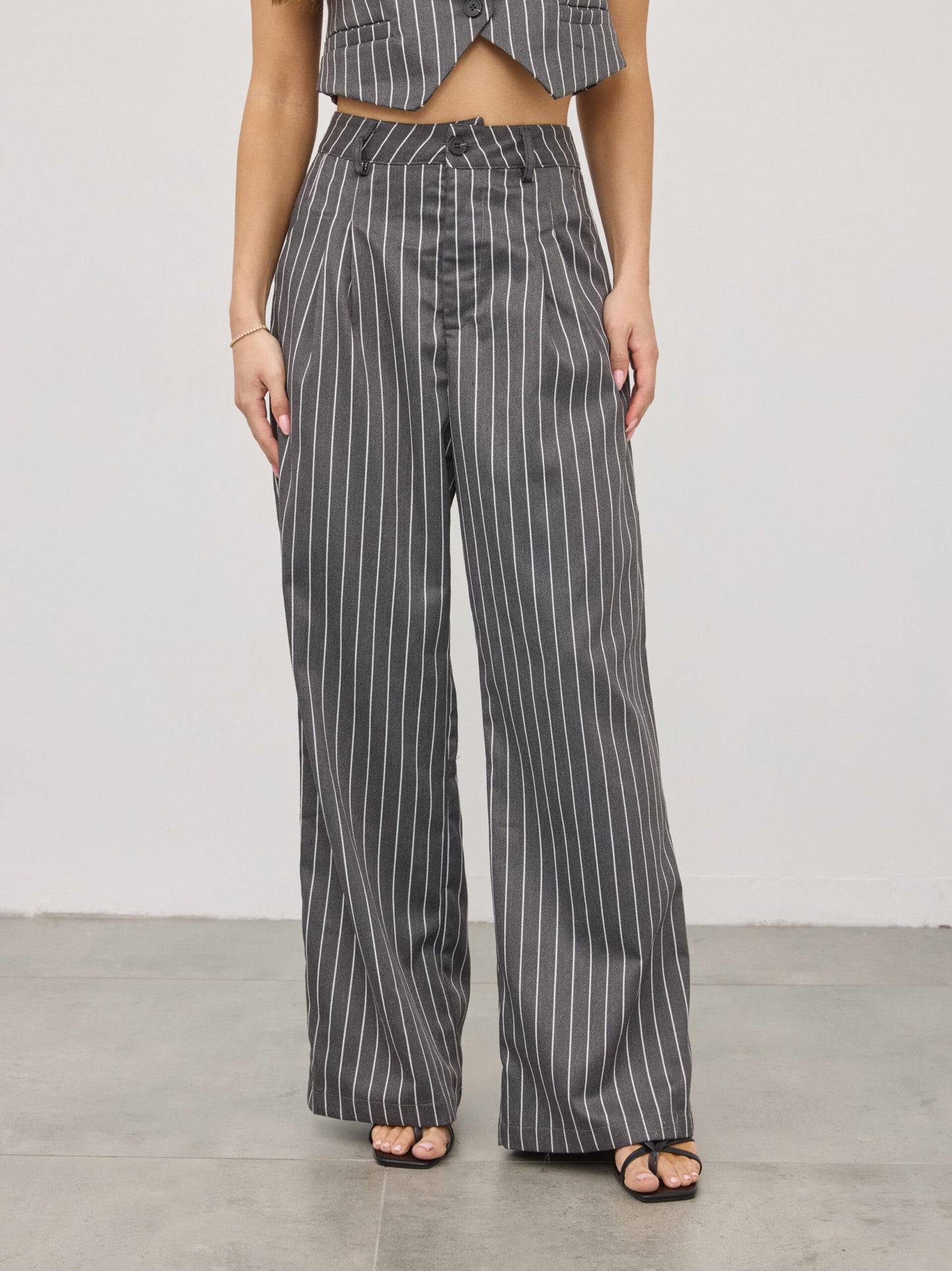 מכנסיים מחוייטים פסים ארין | אפור