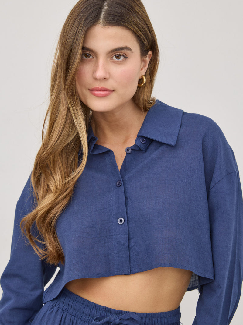 חולצת קרופ נלה | כחול