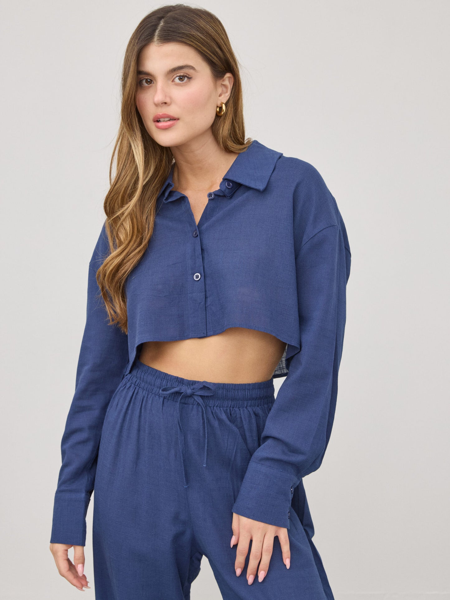 חולצת קרופ נלה | כחול