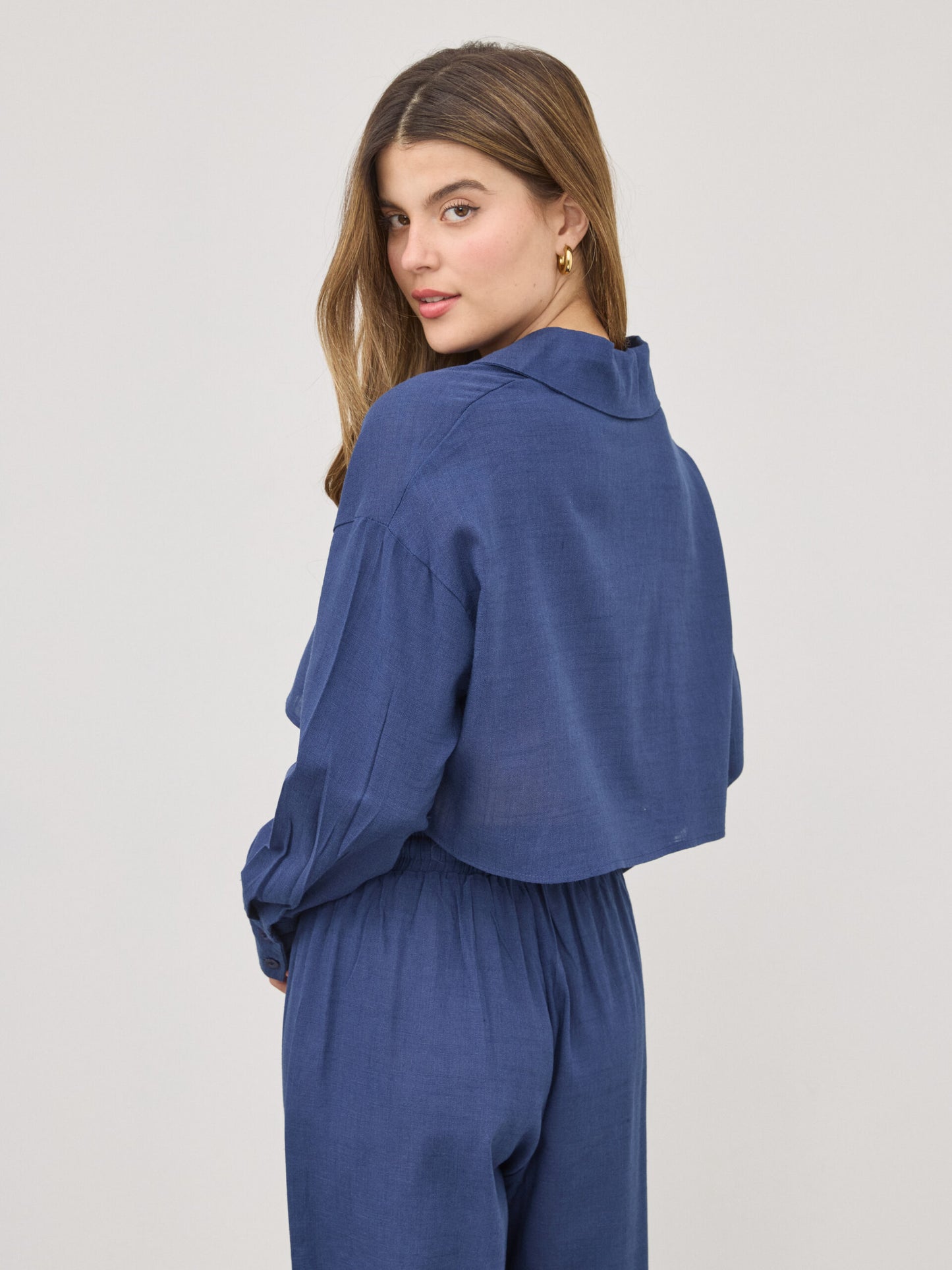 חולצת קרופ נלה | כחול