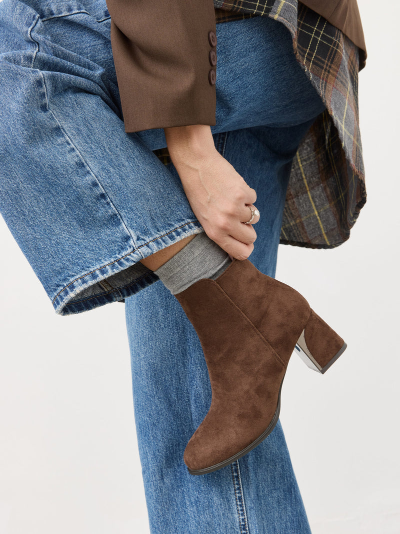 מגפוני עקב דמוי זמש מרליס | חום