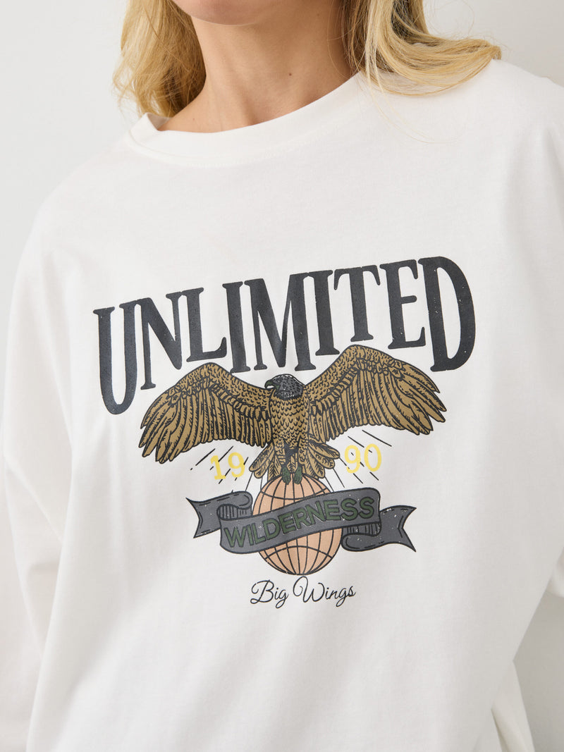 טישירט אוברסייז UNLIMTED | לבן
