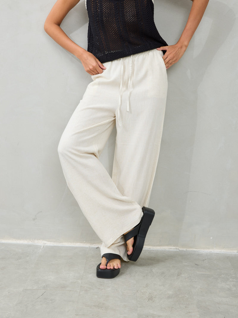 מכנסי פשתן גיין | בז'