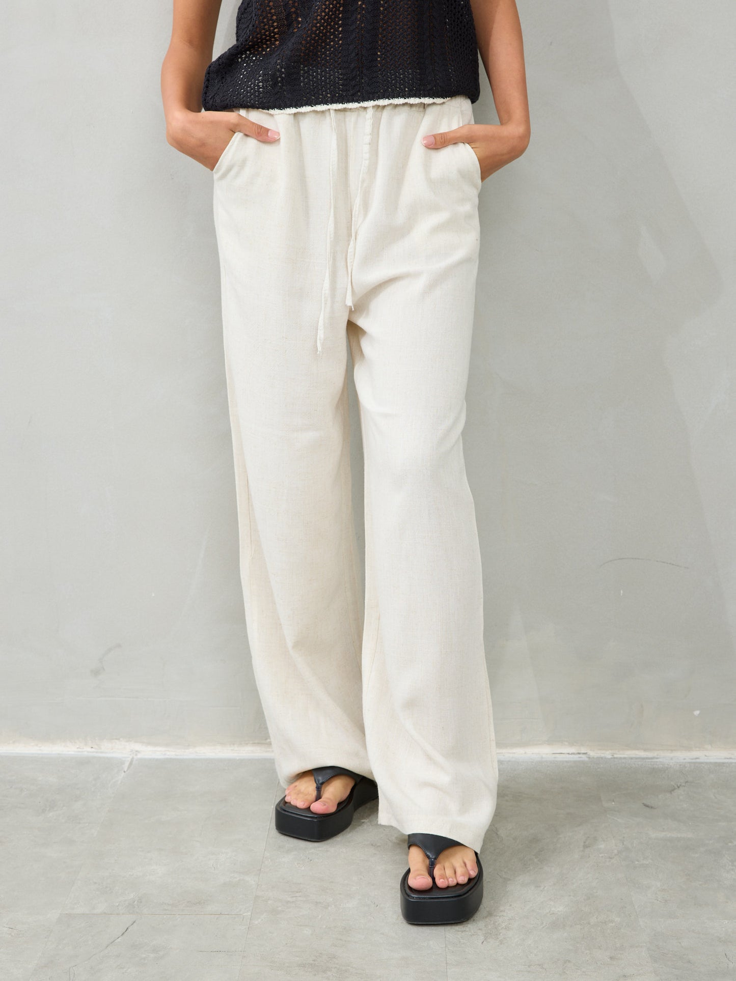 מכנסי פשתן גיין | בז'