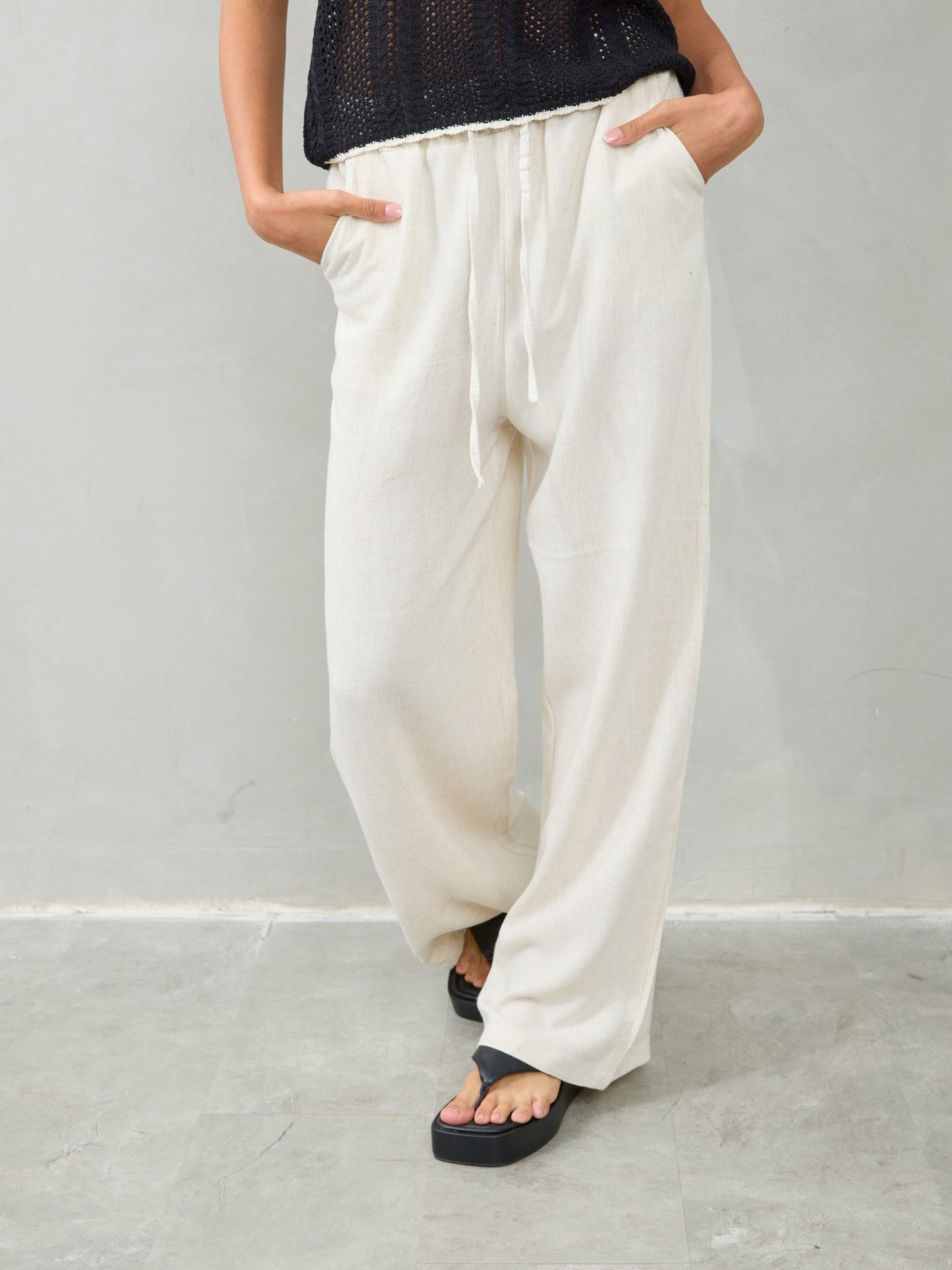 מכנסי פשתן גיין | בז'