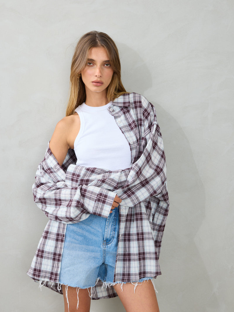 חולצה מכופתרת משבצות נואליה | אדום