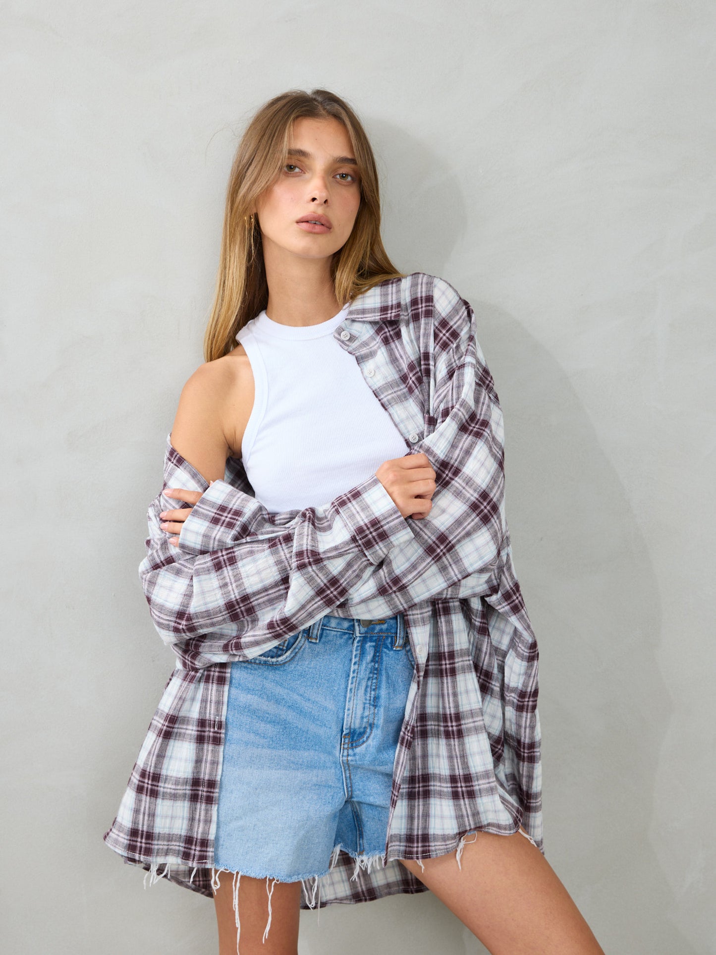 חולצה מכופתרת משבצות נואליה | אדום