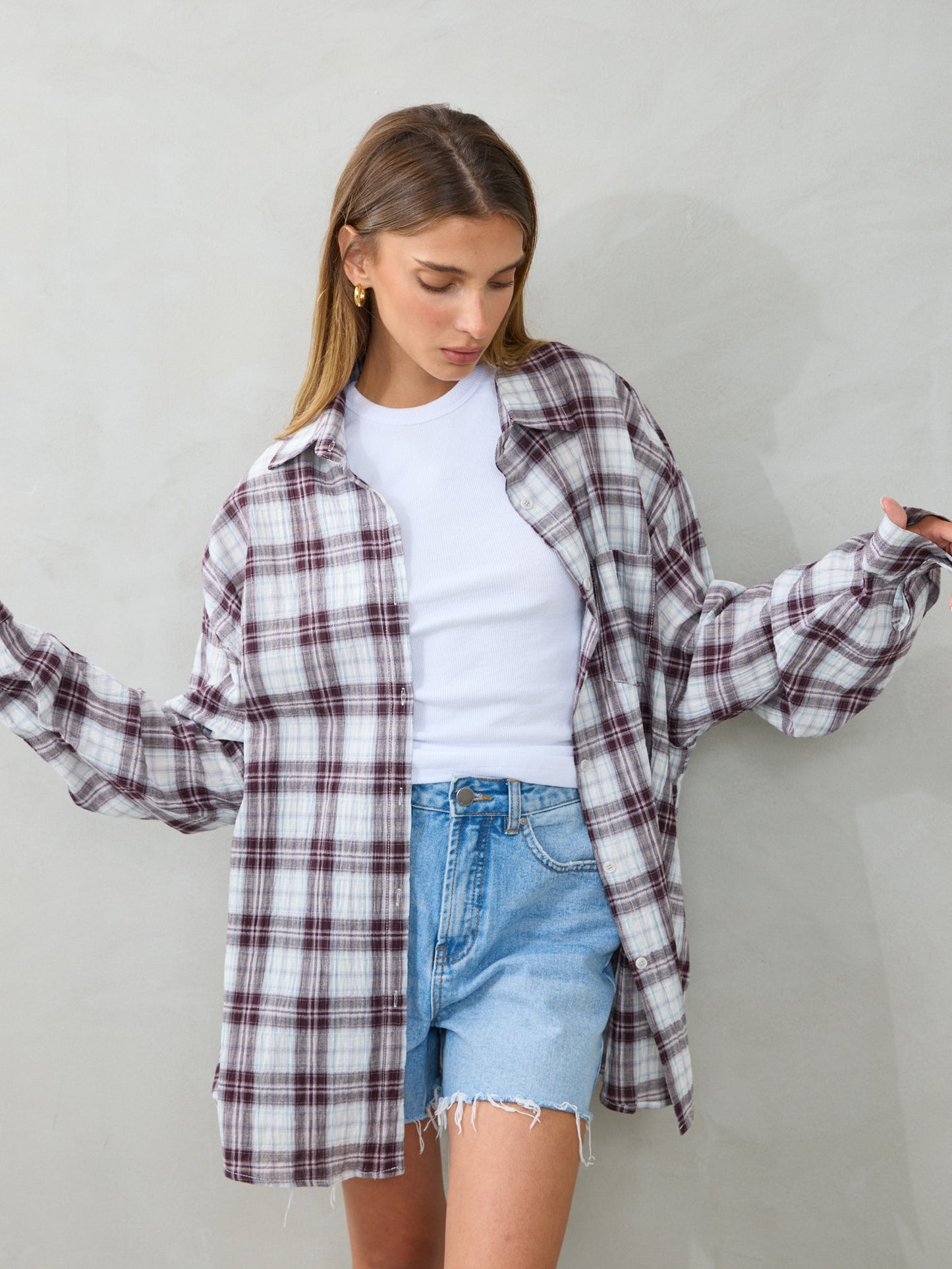 חולצה מכופתרת משבצות נואליה | אדום