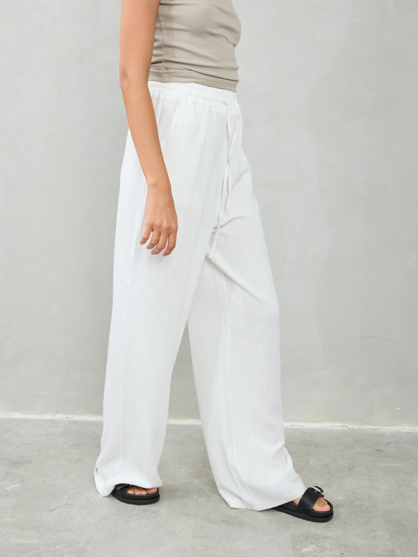 מכנסי פשתן גיין | לבן