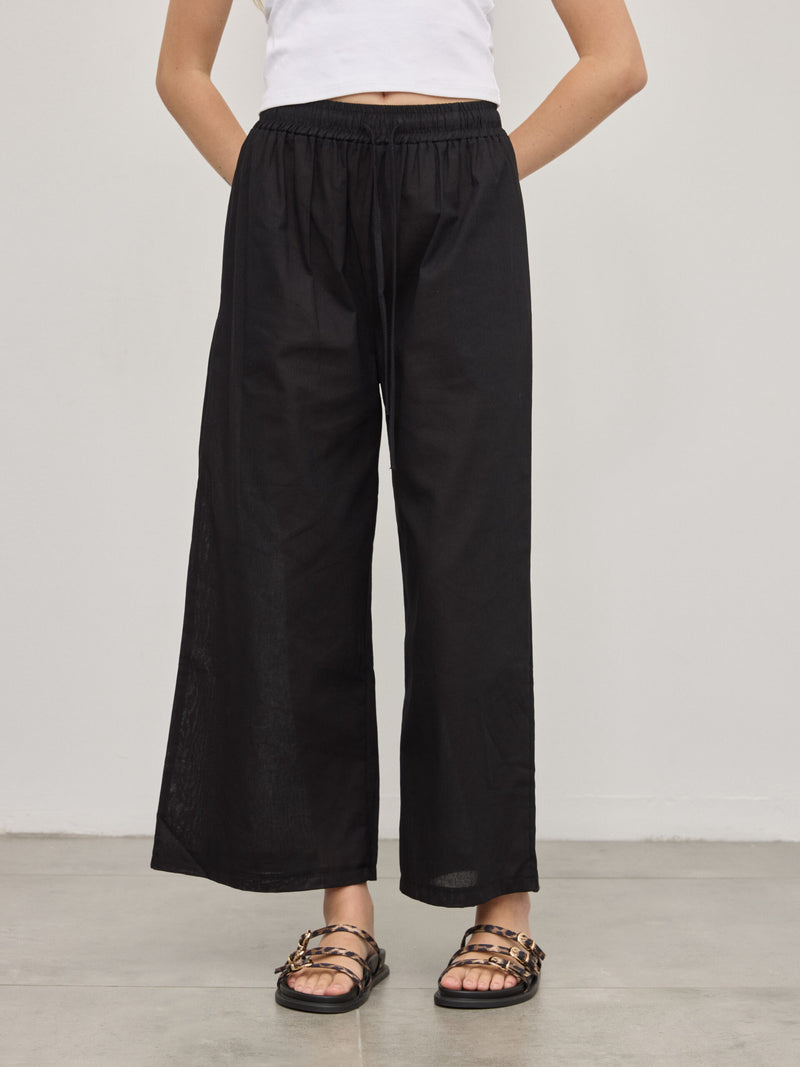 מכנסי פשתן פלורנס | שחור