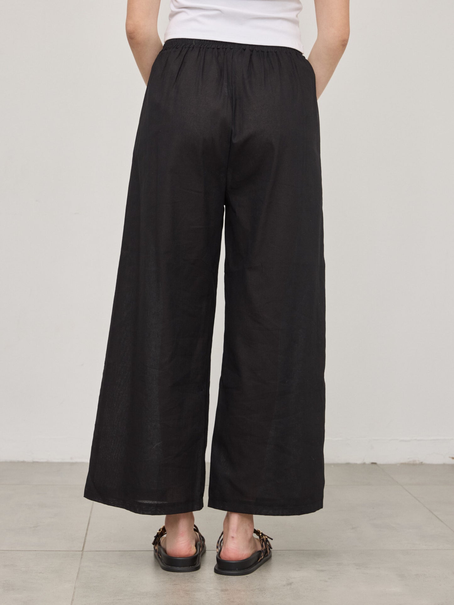 מכנסי פשתן פלורנס | שחור