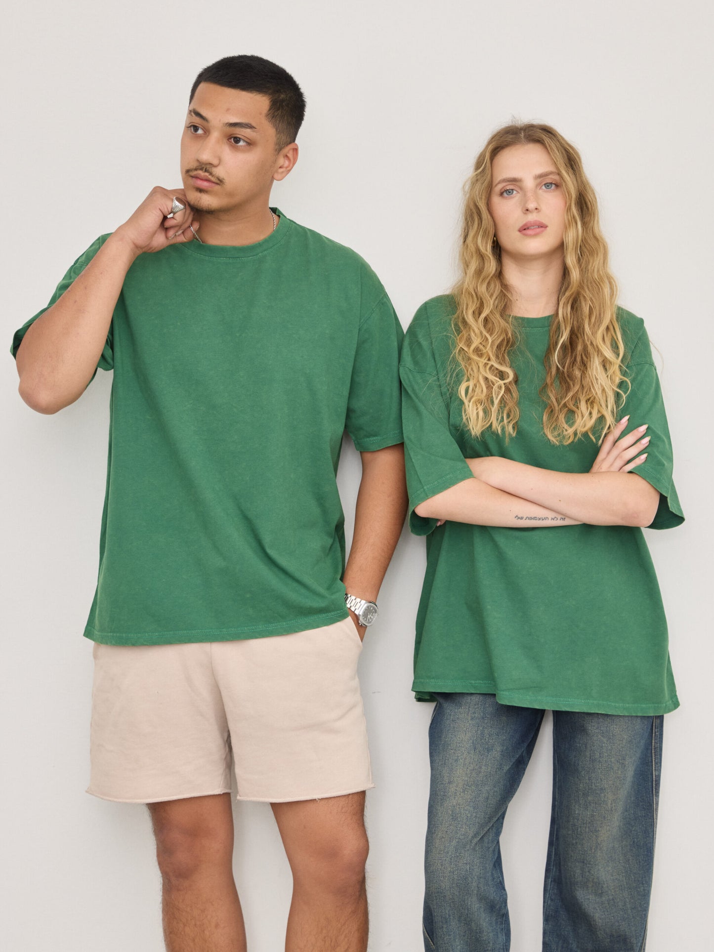 טישירט בייסיק אוברסייז טרי | ירוק