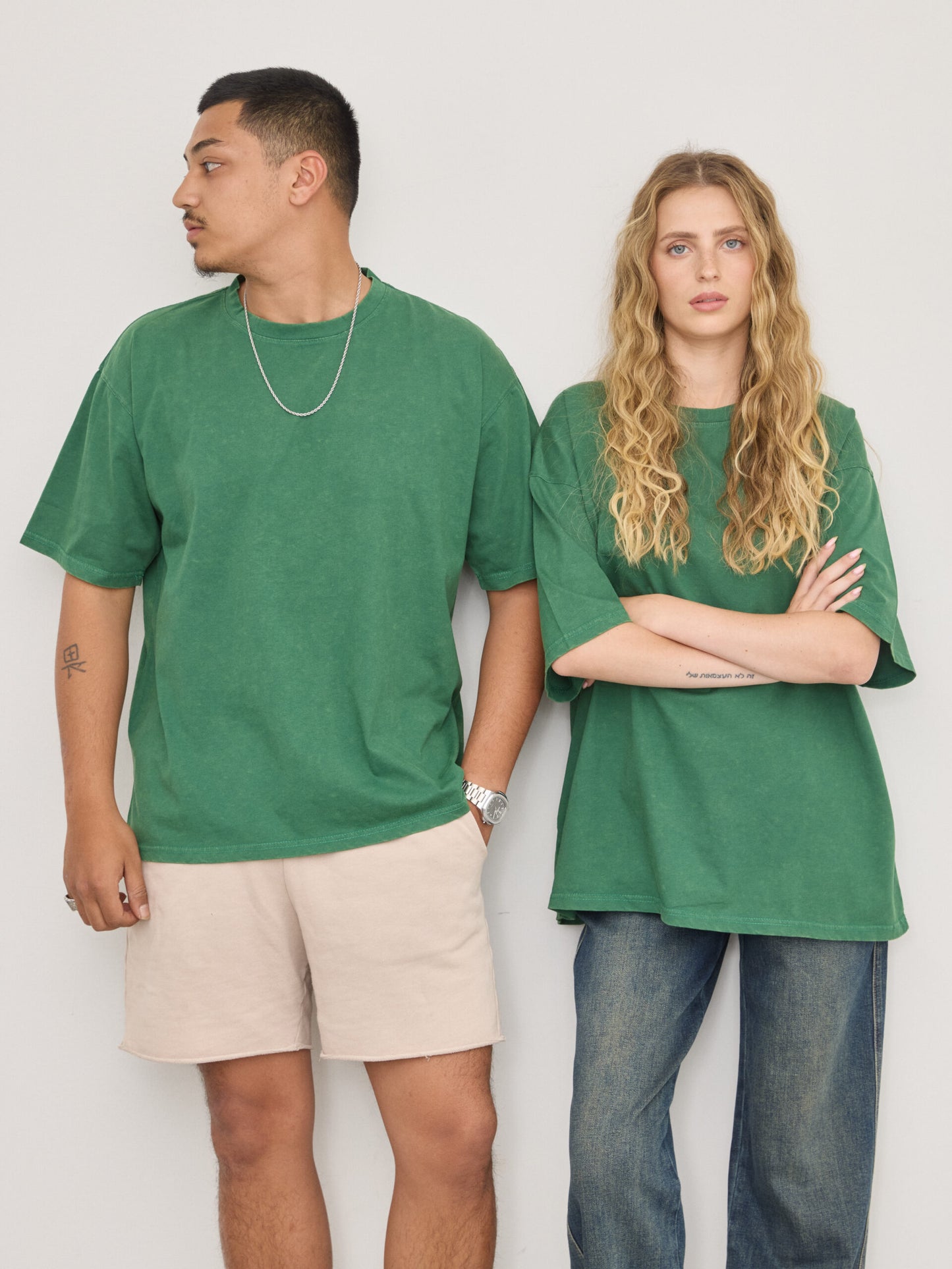 טישירט בייסיק אוברסייז טרי | ירוק