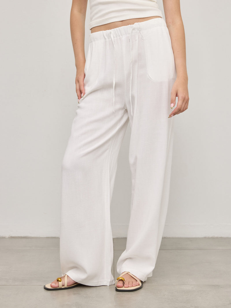 מכנסי פשתן יובל | לבן