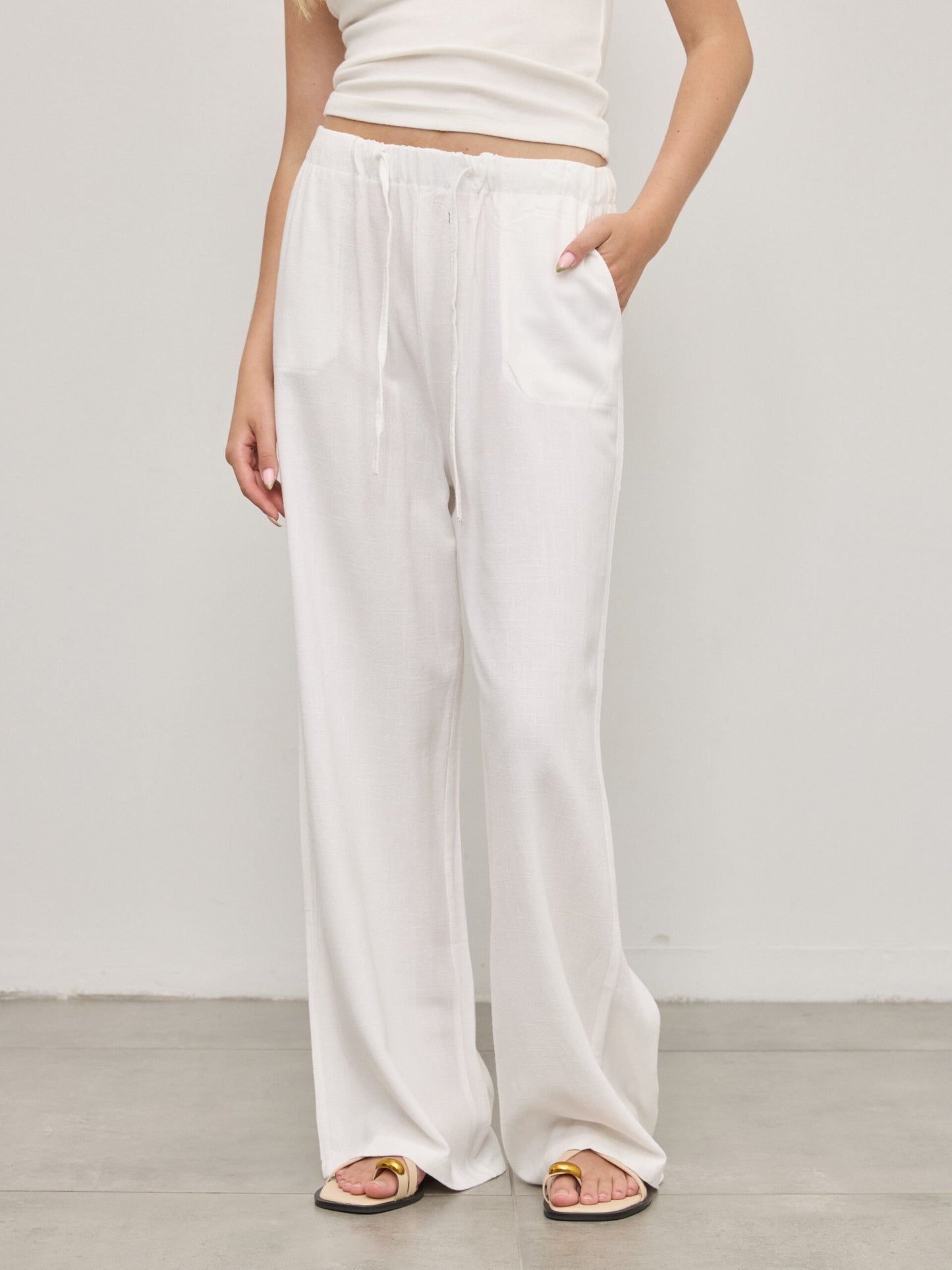 מכנסי פשתן יובל | לבן