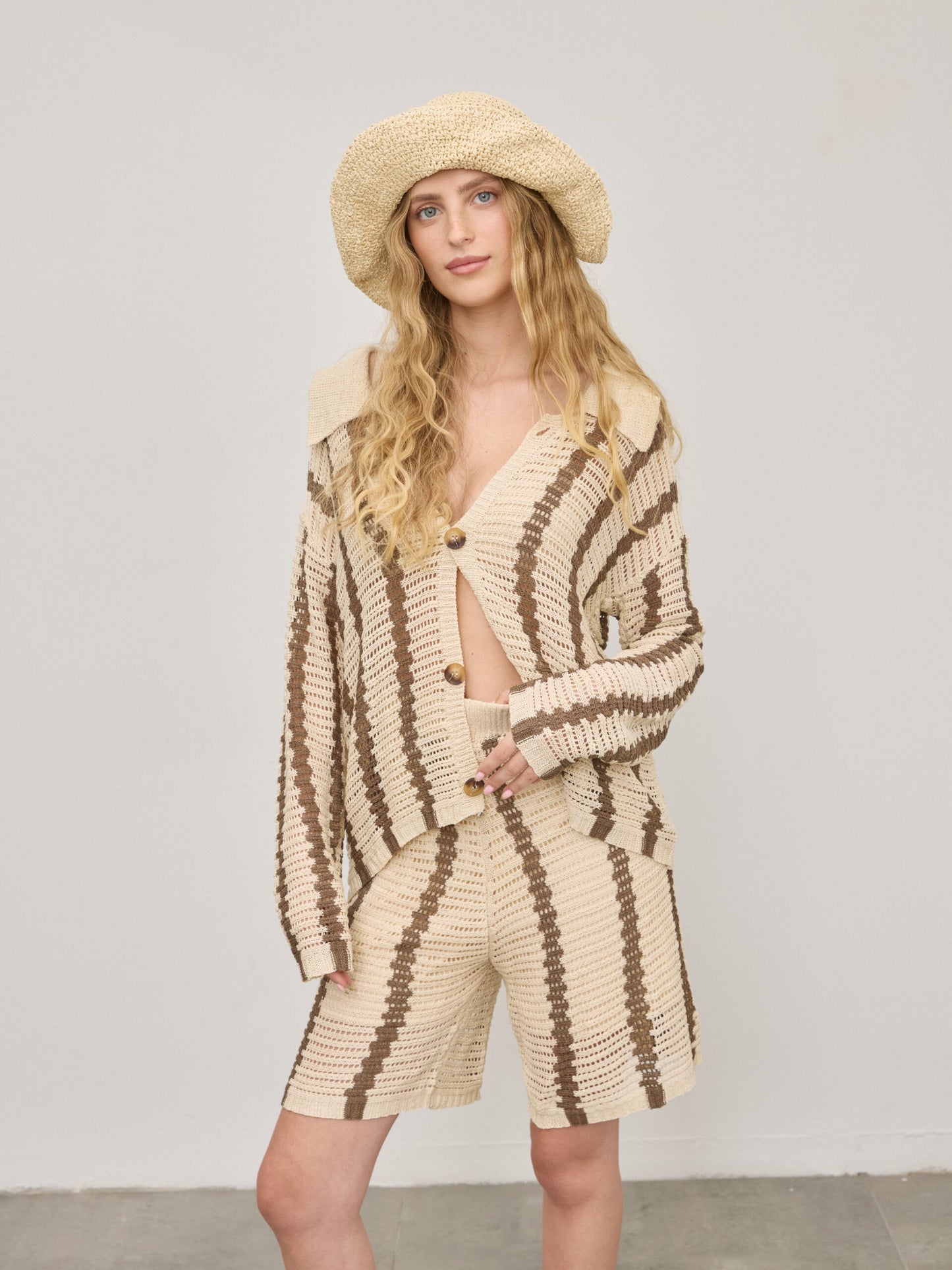 מכנסיים קצרים פסים קרושה לואיז | ירוק