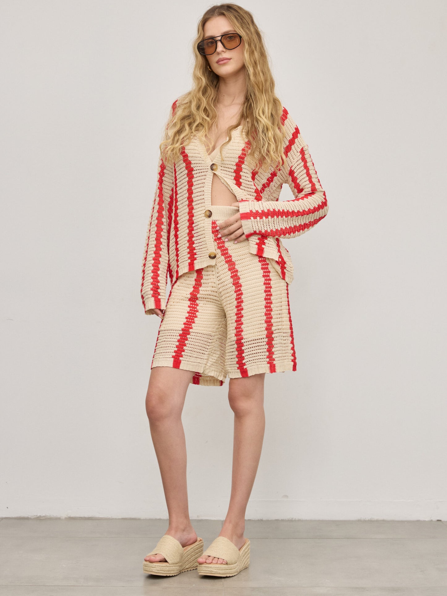 מכנסיים קצרים פסים קרושה לואיז | אדום