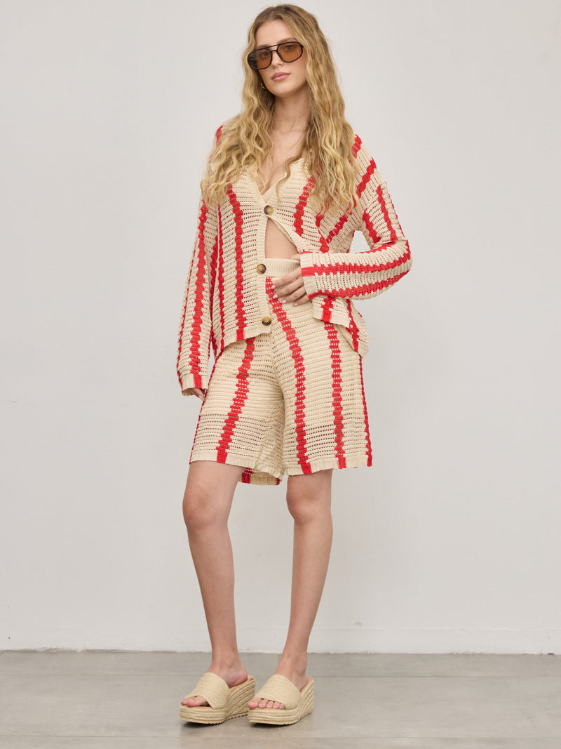 מכנסיים קצרים פסים קרושה לואיז | אדום