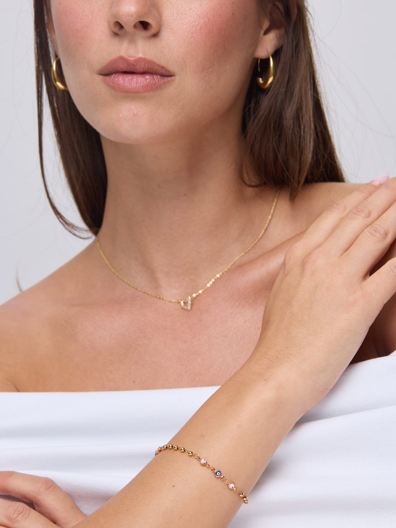 צמיד בשילוב עיגולי זהב וצבעוניים | זהב