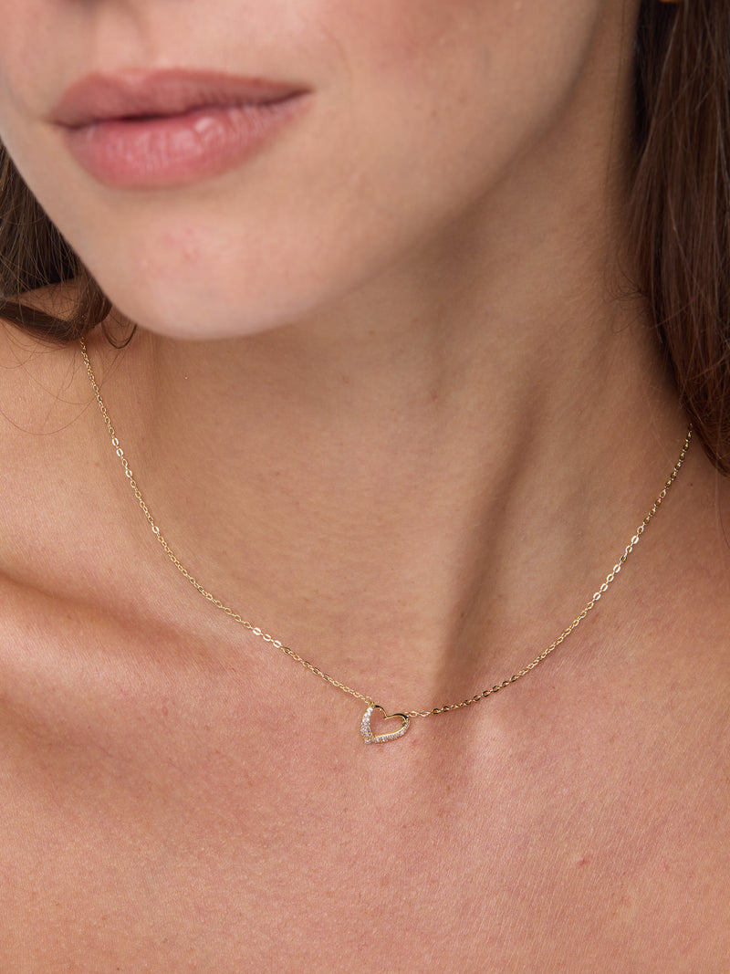 שרשרת תליון לב משובץ אמור I זהב