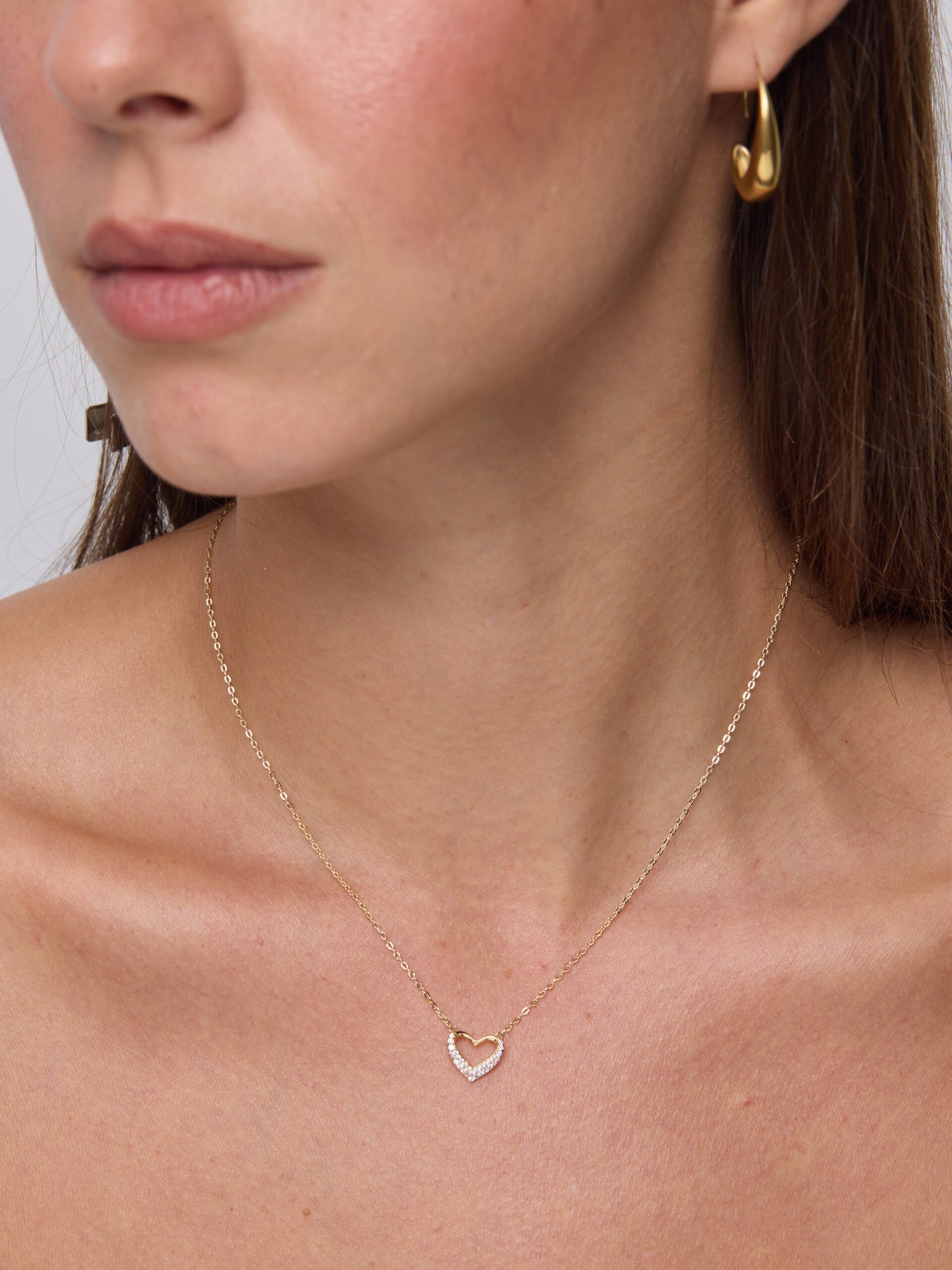 שרשרת תליון לב משובץ אמור I זהב