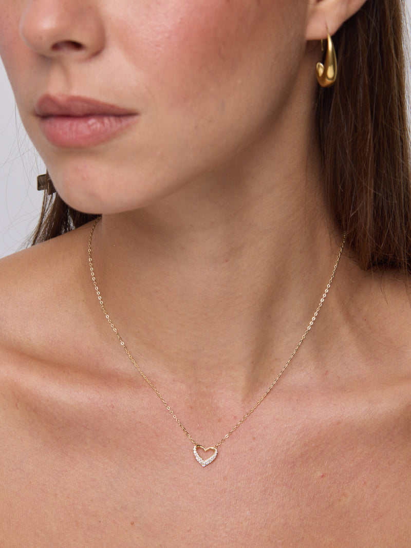 שרשרת תליון לב משובץ אמור I זהב