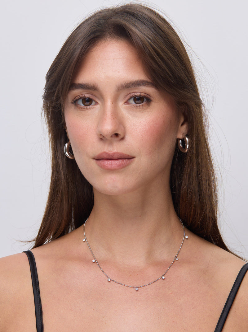 שרשרת משובצת יהלומים סלין | כסף