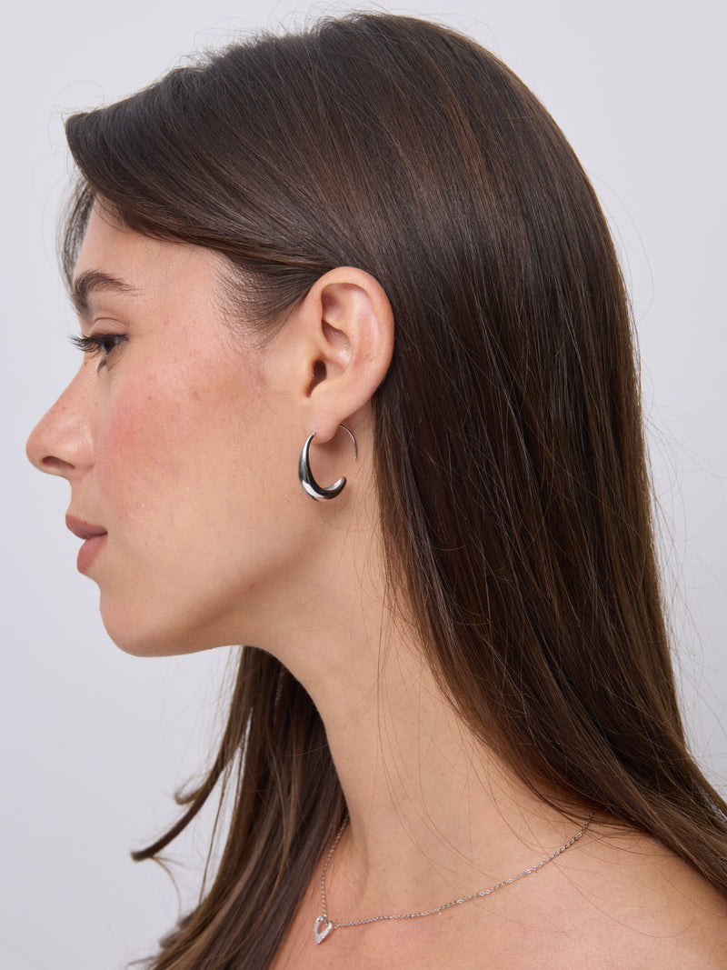 עגילים בצורת סהר לוז I כסף