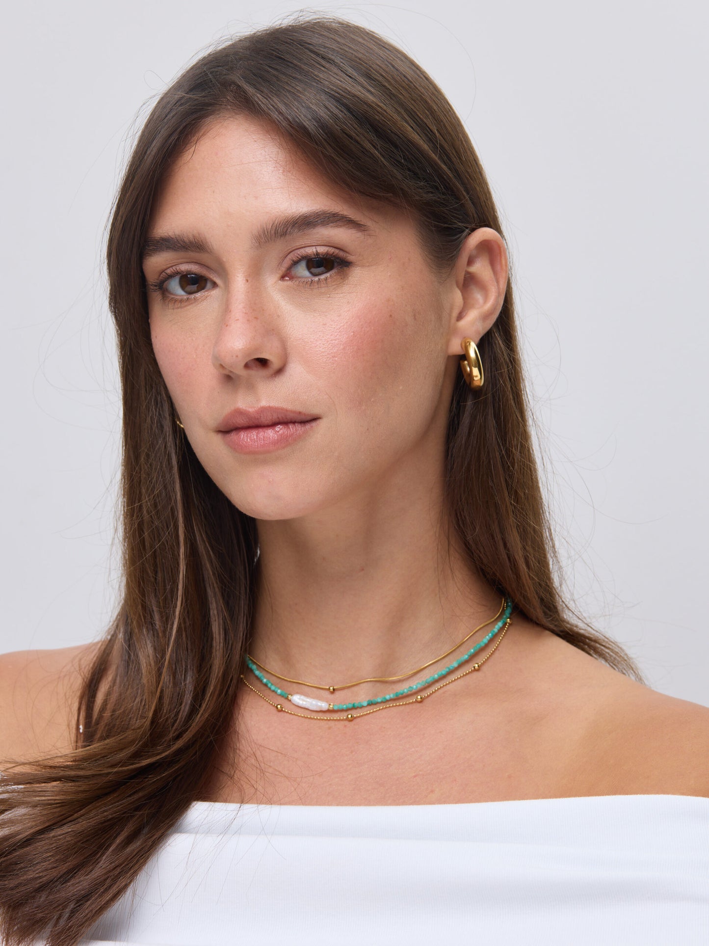 סט שרשראות עם חרוזים גולדי | זהב