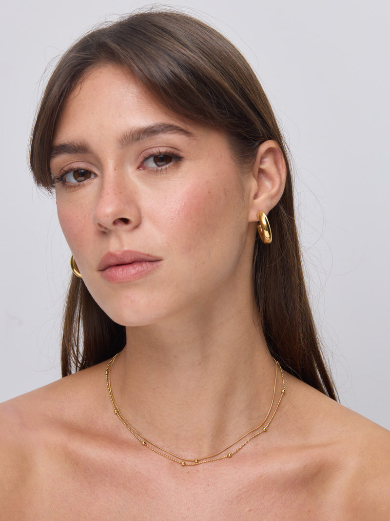 סט שרשראות עם חרוזים גולדי | זהב