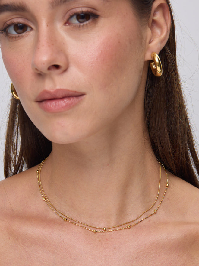 סט שרשראות עם חרוזים גולדי | זהב