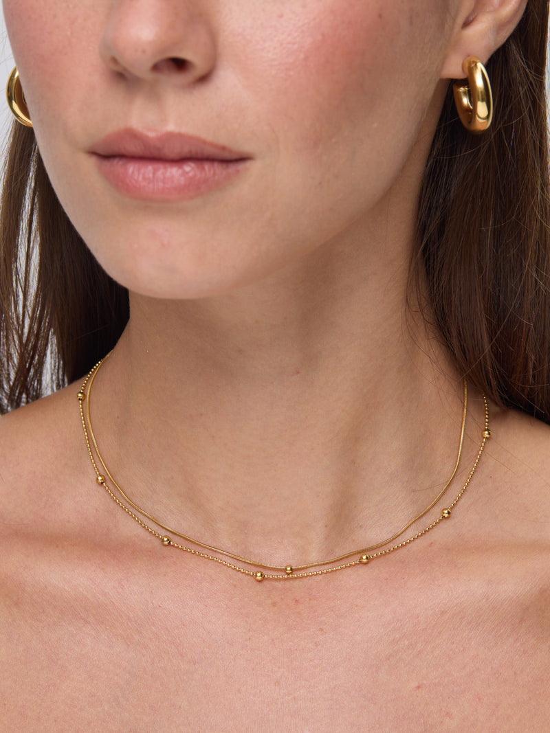 סט שרשראות עם חרוזים גולדי | זהב