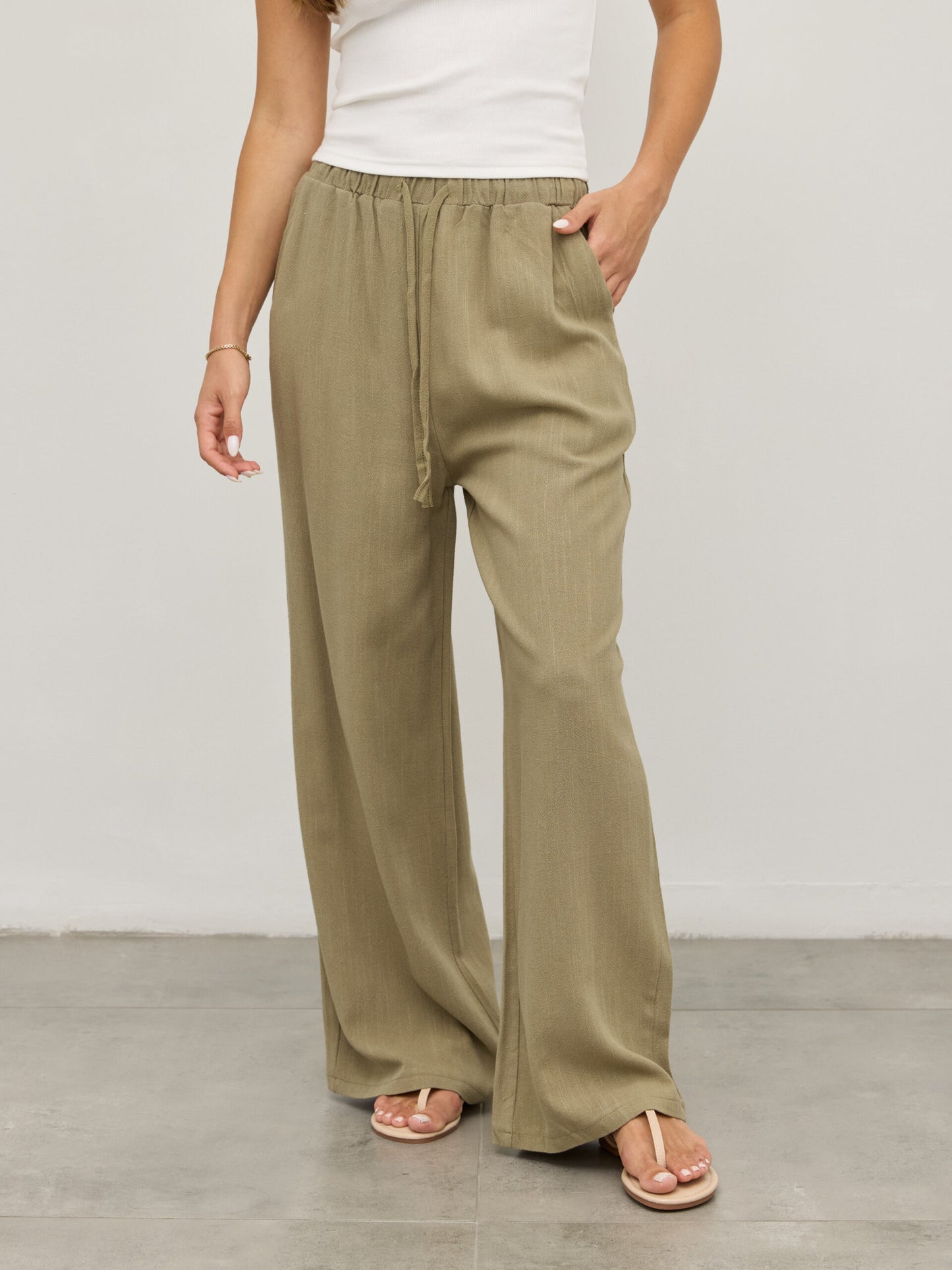 מכנסי פשתן אמיליו | ירוק