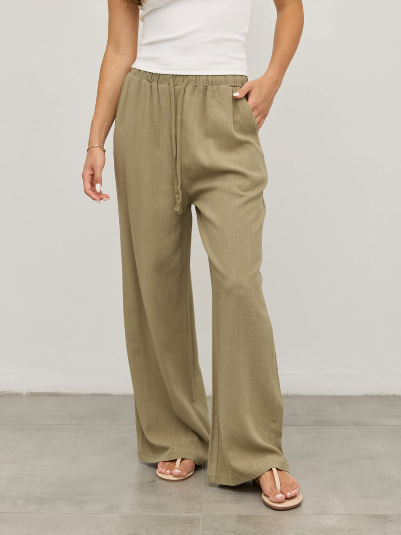 מכנסי פשתן אמיליו | ירוק