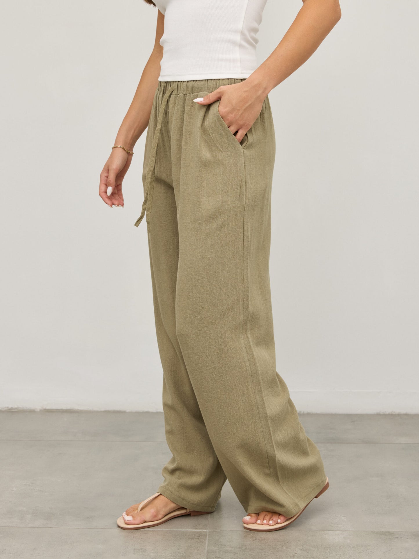 מכנסי פשתן אמיליו | ירוק