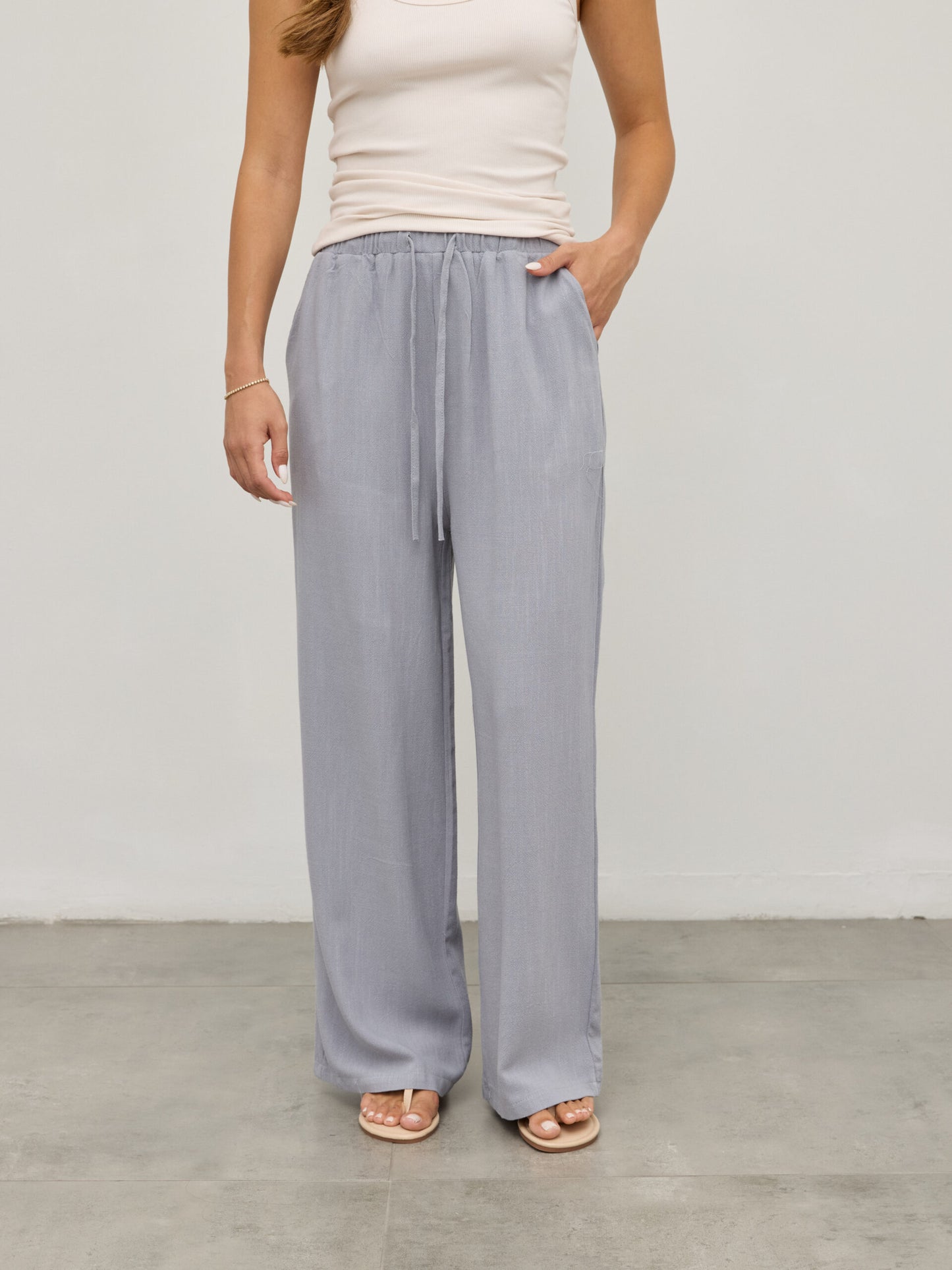 מכנסי פשתן אמיליו | אפור