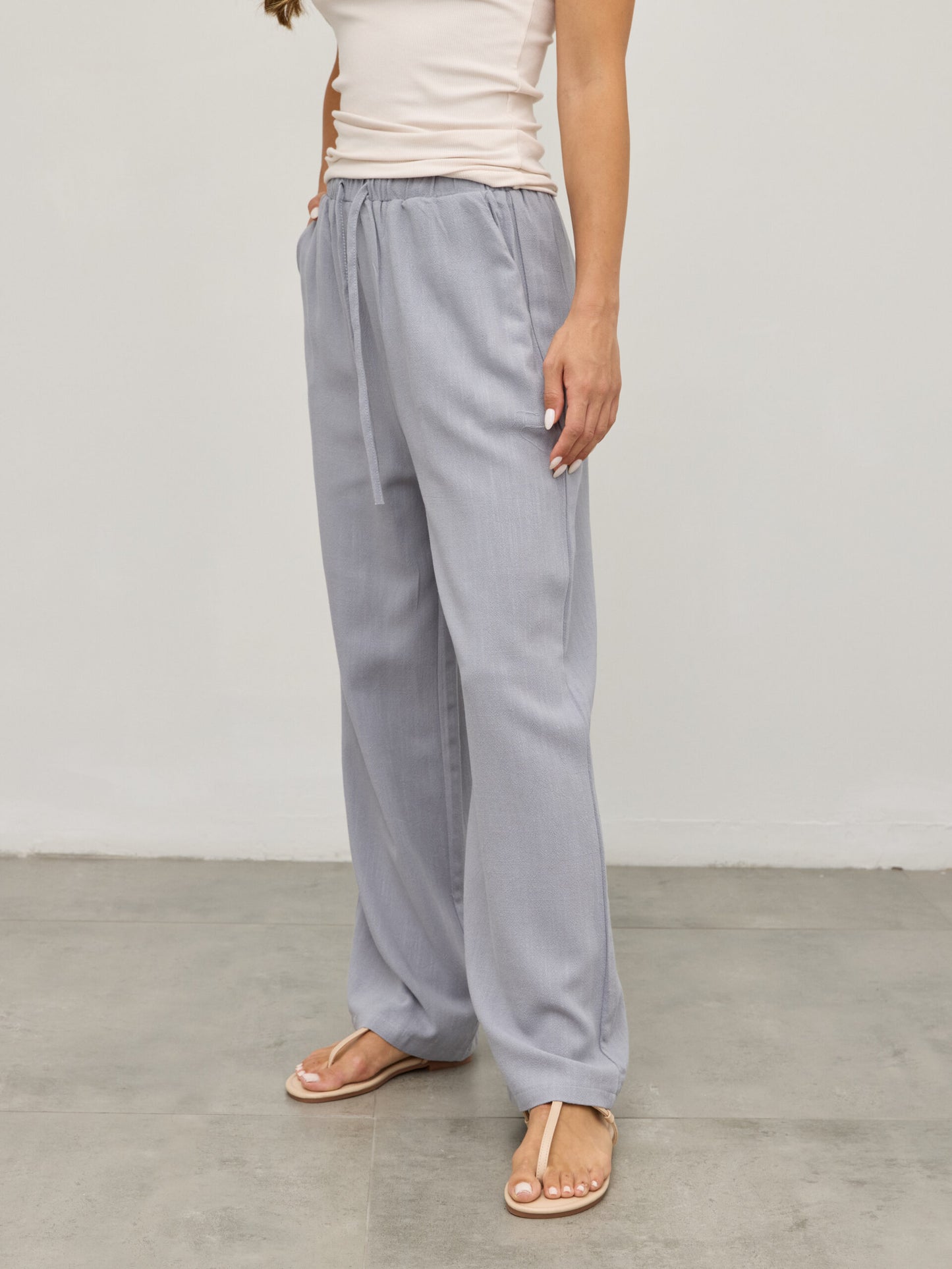 מכנסי פשתן אמיליו | אפור