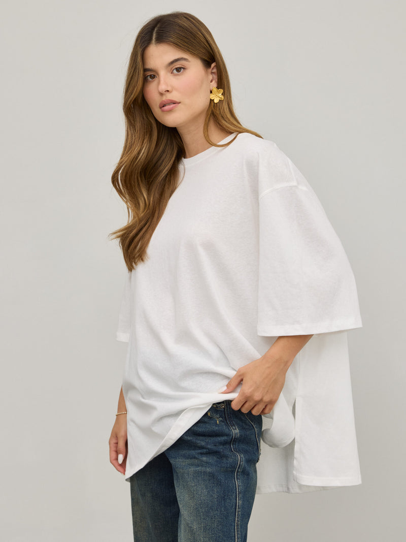 טישירט בייסיק אוברסייז אייד | לבן