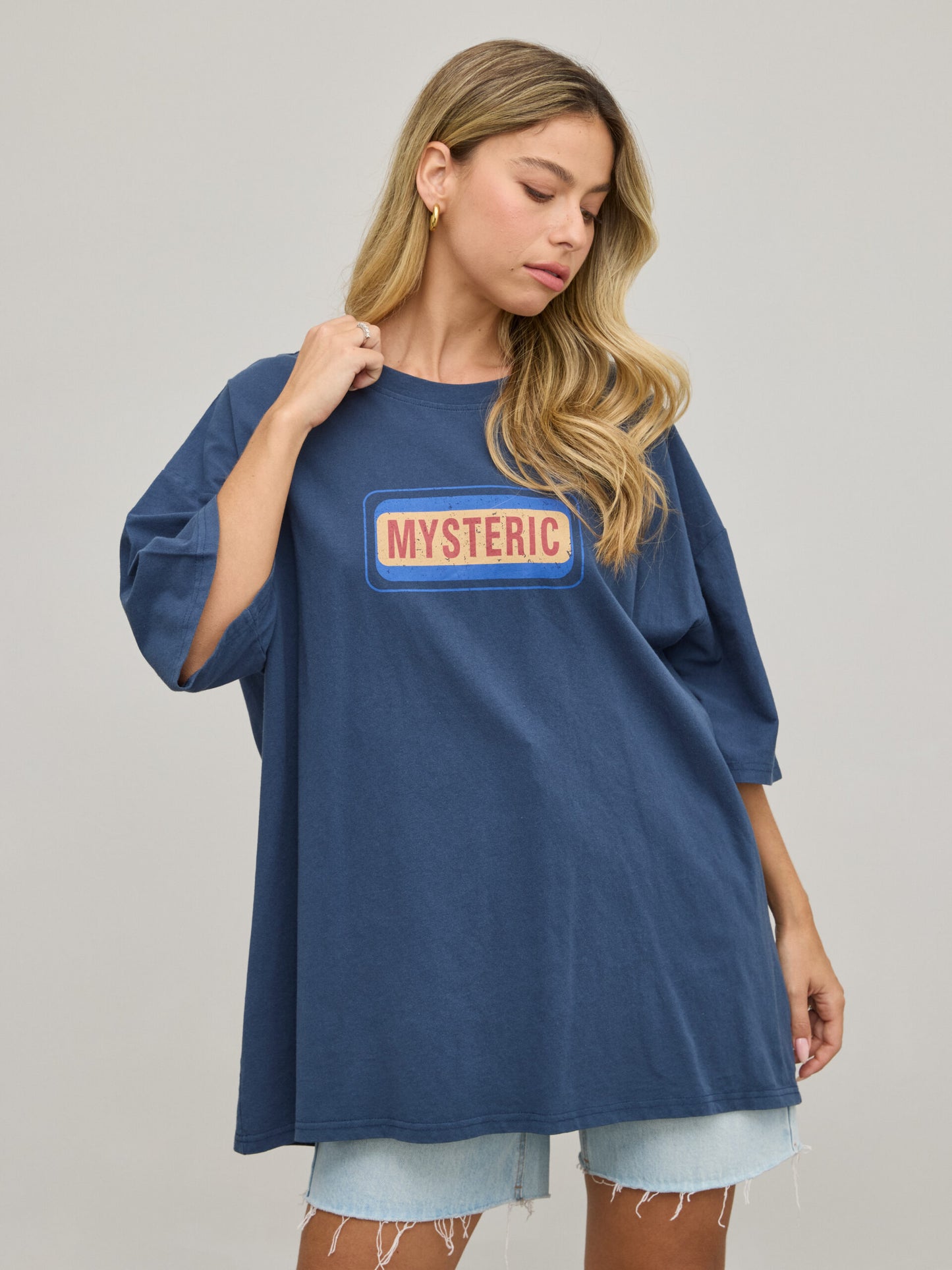 טישירט אוברסייז פרינט MYSTERIC | כחול
