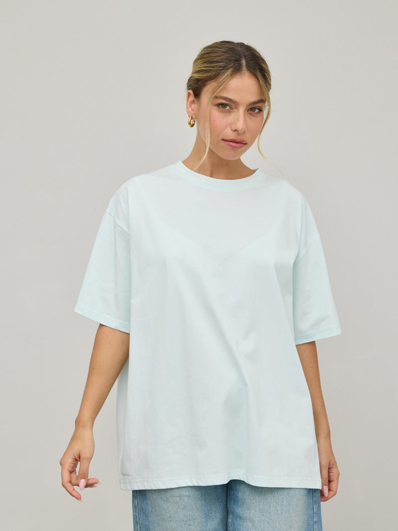 טישירט בייסיק אוברסייז נואלי | תכלת