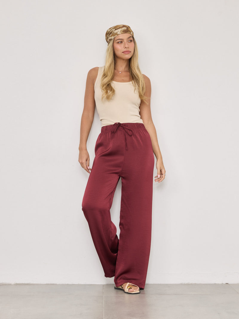 מכנסי סאטן מרסל | בורדו