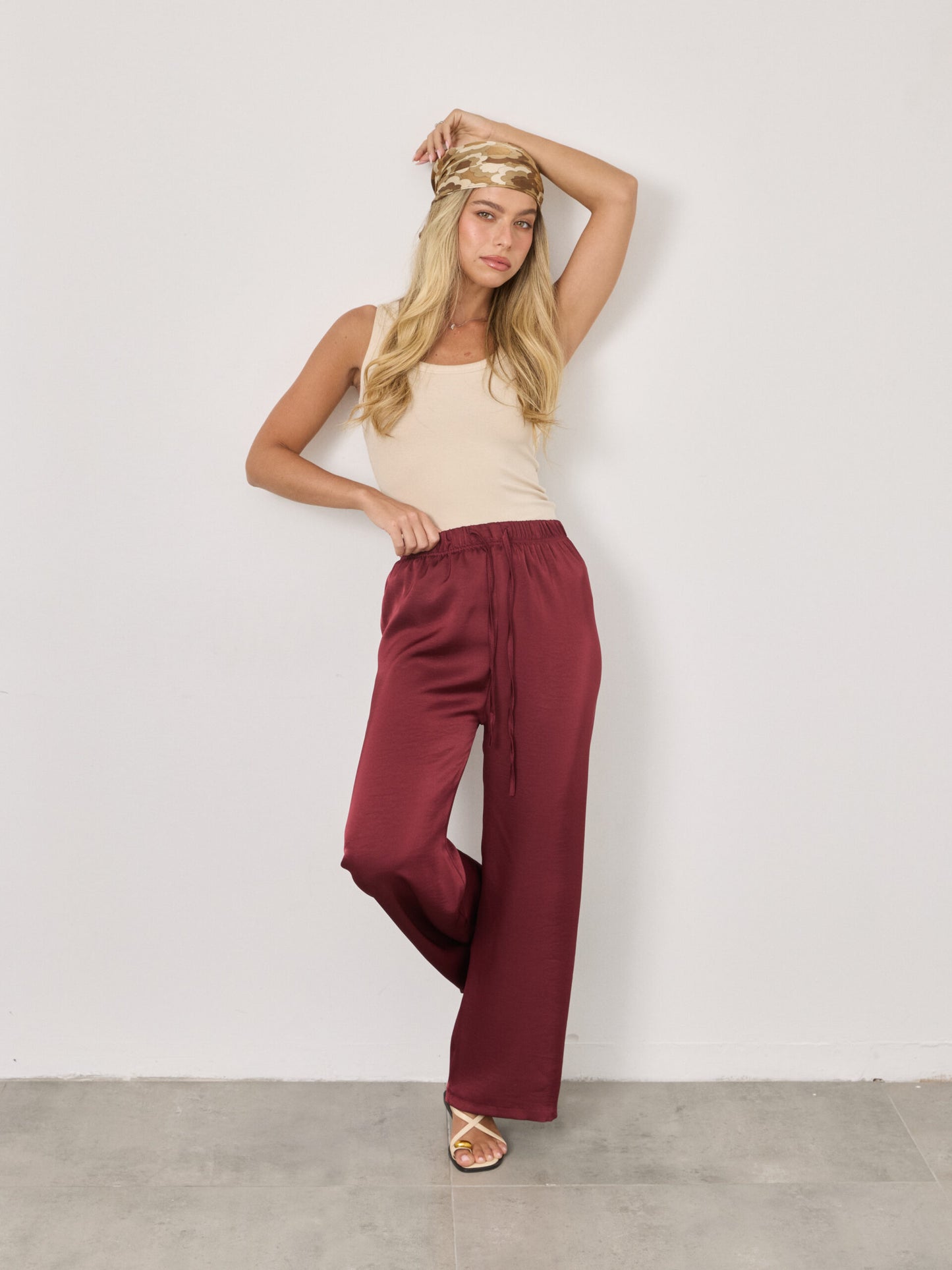 מכנסי סאטן מרסל | בורדו