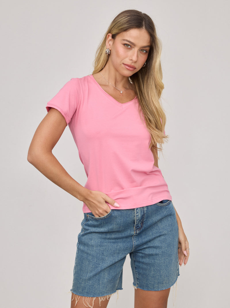 טישירט בייסיק דמון | ורוד