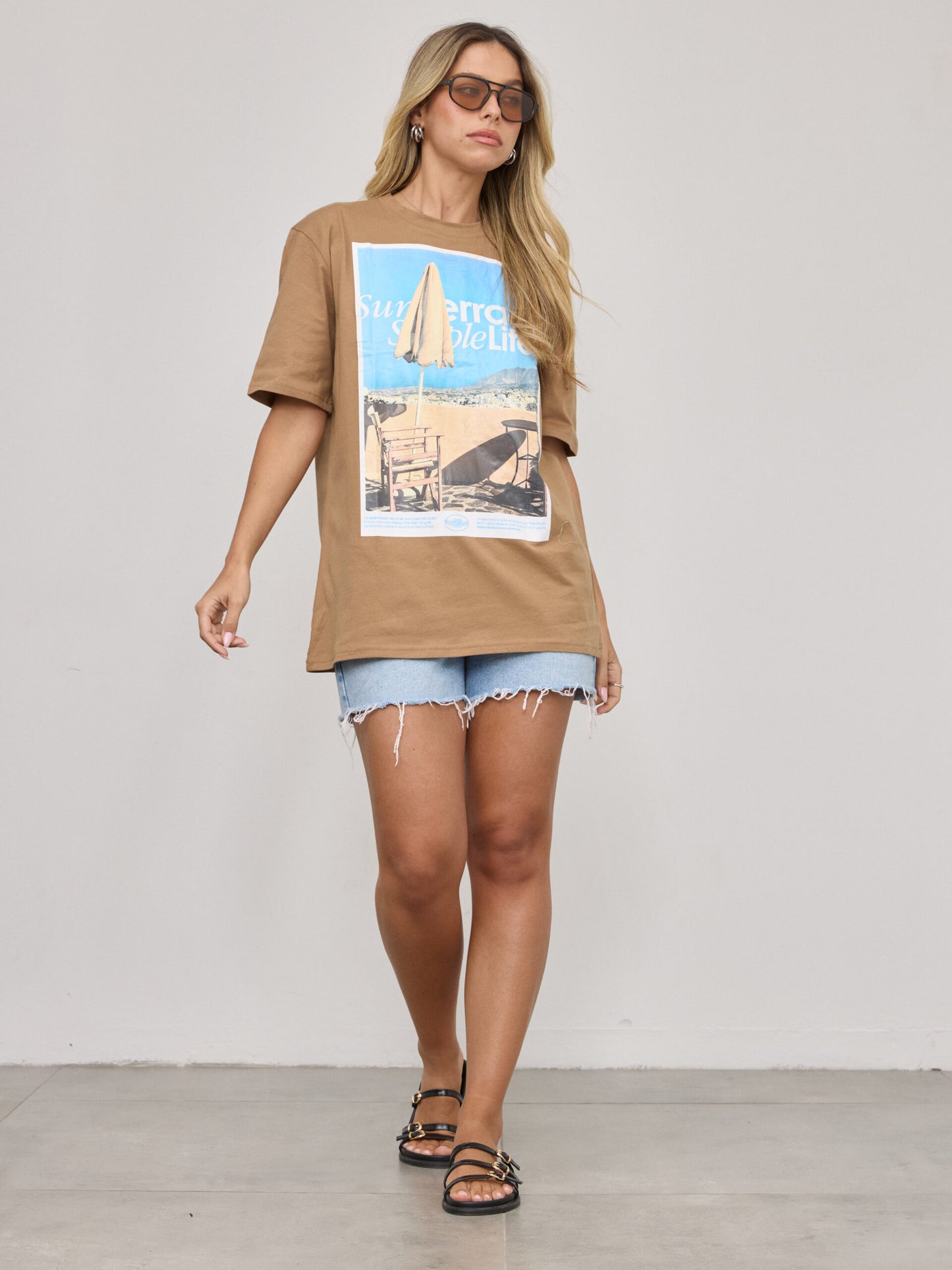 טישירט הדפס SUN TERRANCE | חום