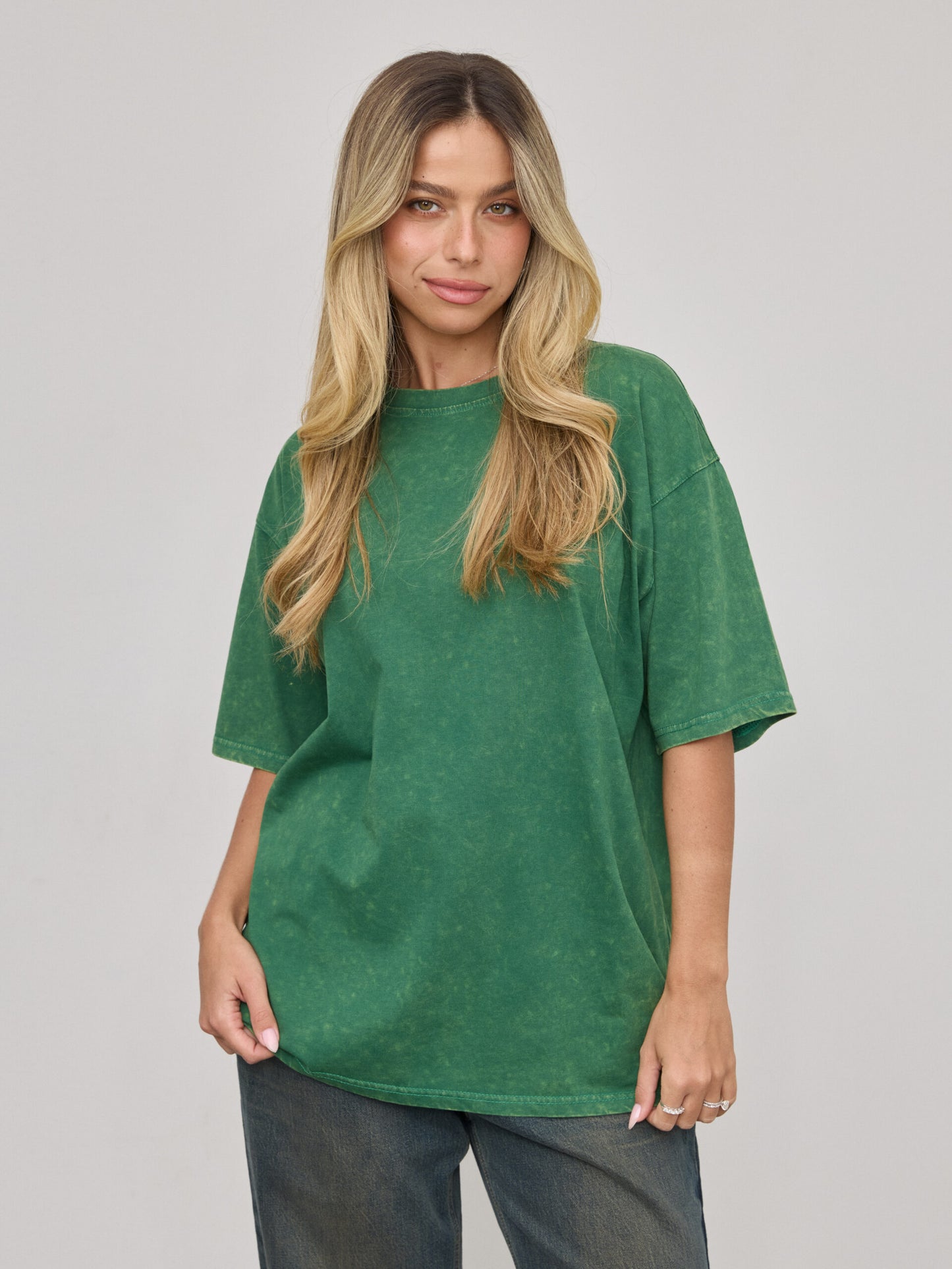 טישירט בייסיק אוברסייז טרי | ירוק