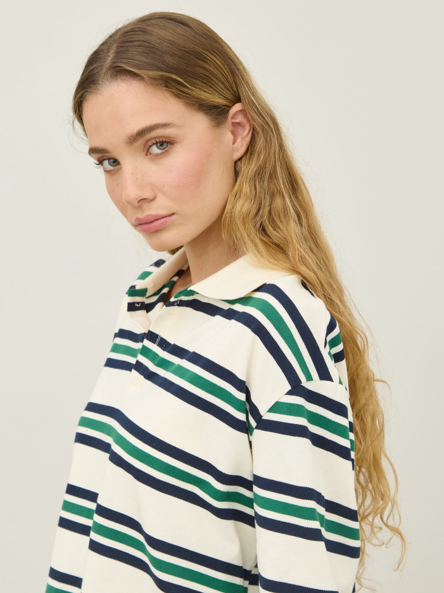 חולצת פולו פסים פרנסין | ירוק