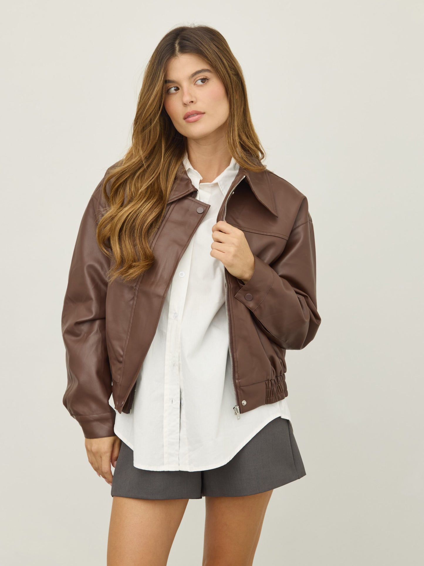 ג'קט דמוי עור בונו | חום