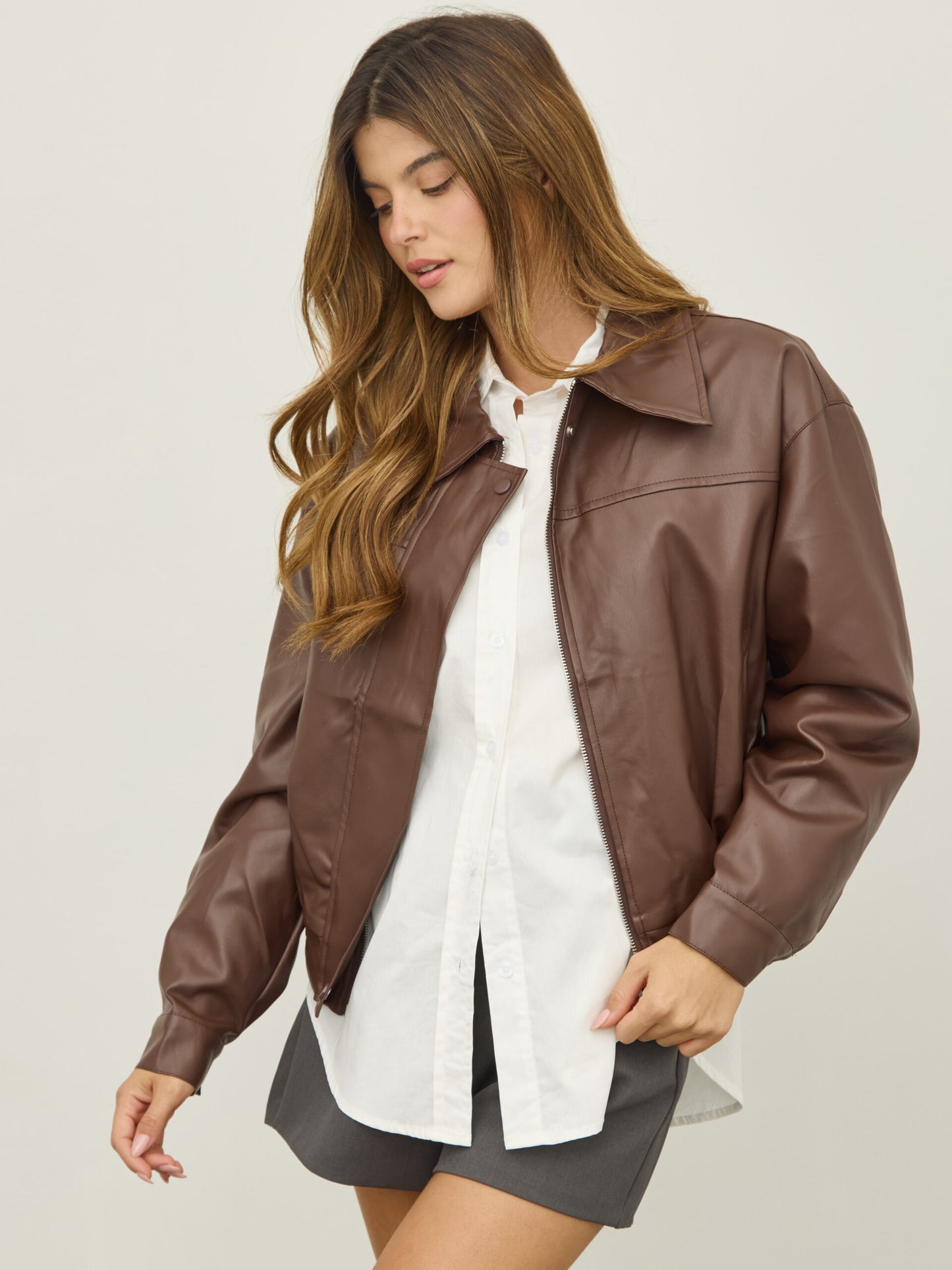 ג'קט דמוי עור בונו | חום