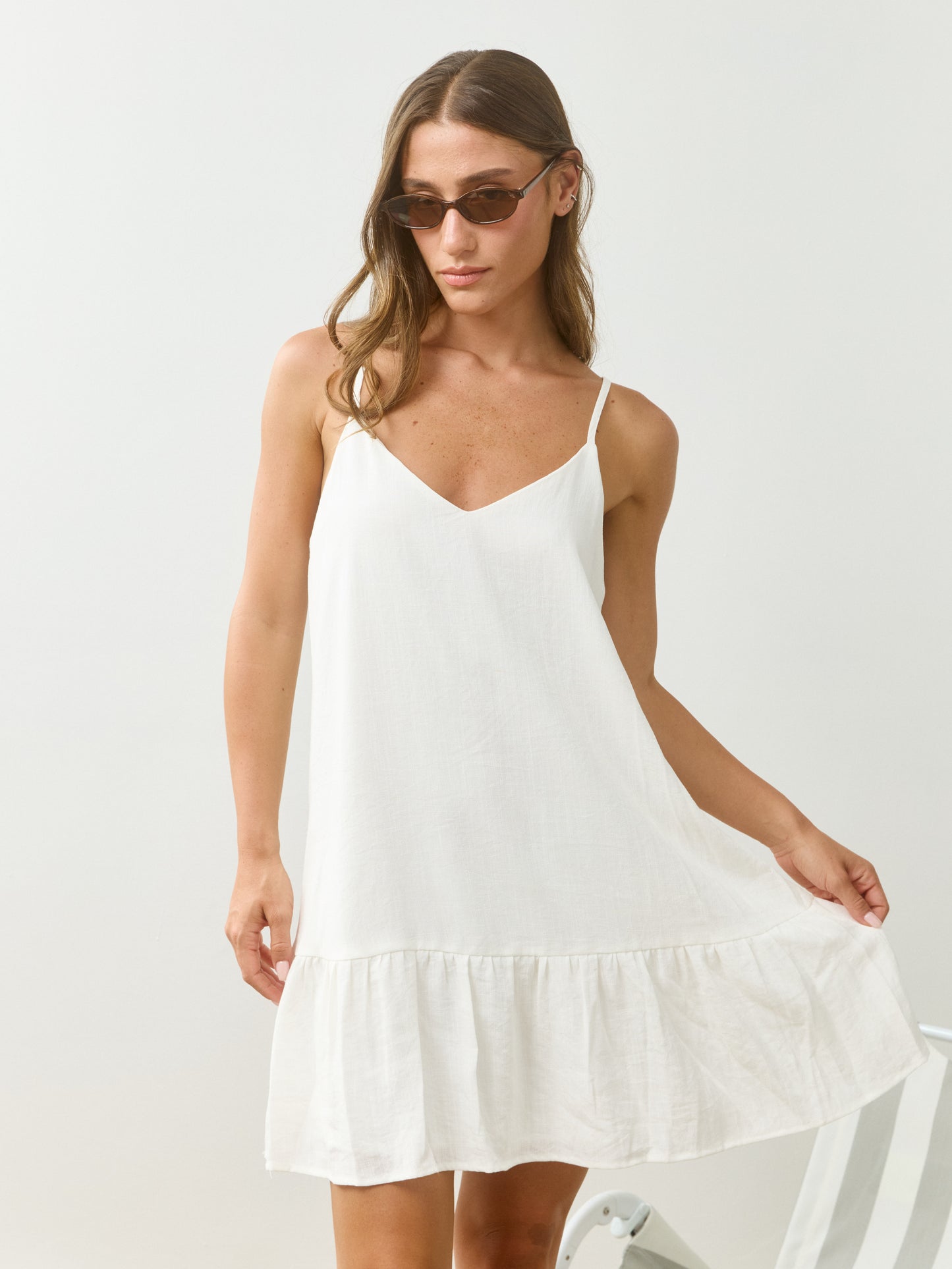 שמלת מיני ניבי | לבן