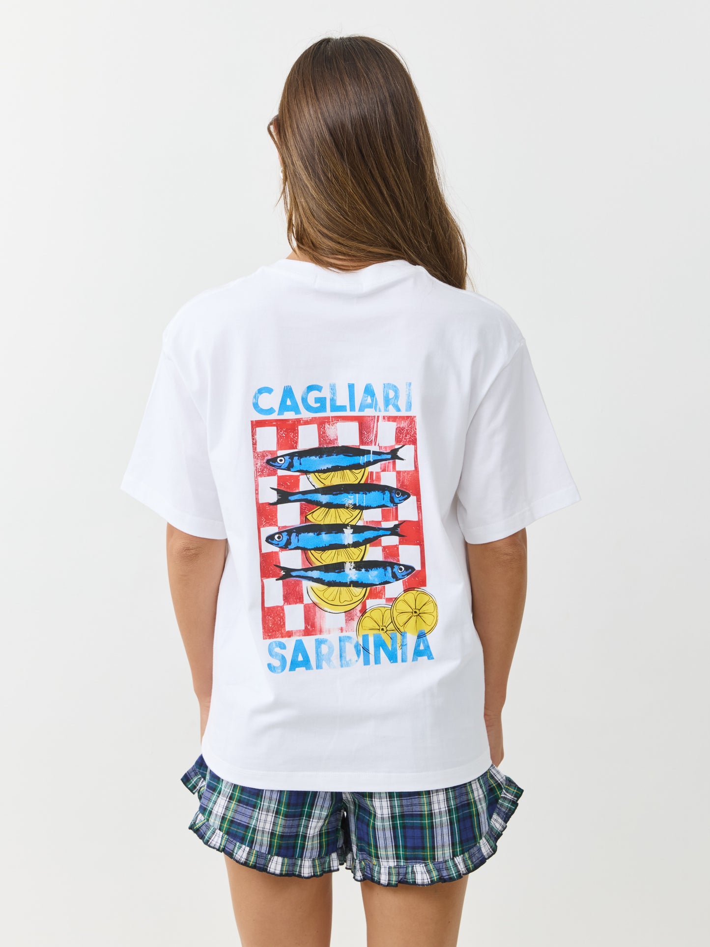 טישירט אוברסייז הדפס SARDINIA | לבן